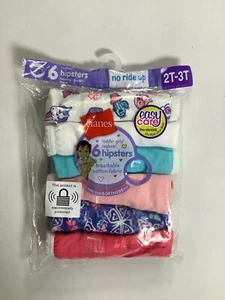 Girls Hanes Multicolor No Ride Up Hipsters Size 2T-3T 6 pack NEW! - Picture 1 of 3
