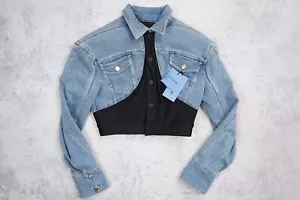 Mugler H&M Giacca Denim Donna Dettaglio Vita Azzurro Nero S Small Italia - Foto 1 di 11