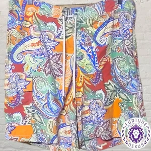 Vintage Polo Ralph Lauren Paisley Print Swimsuit Swim Shorts - Orange - Size S - Picture 1 of 4