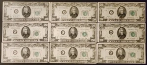 Lot of 9 Vintage Heavily Circulated 1950 Twenty Dollar ($20) FRNs, Assorted - Picture 1 of 20