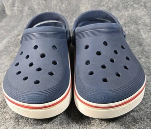 Crocs Clog Kids J5 Red White & Blue Slip-On Lightweight Low Top Comfort EUC - Picture 1 of 10