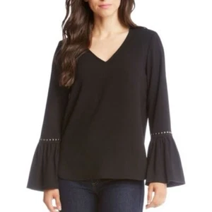 Karen Kane- Elegant Western Black and Silver Blouse Size M - Picture 1 of 8