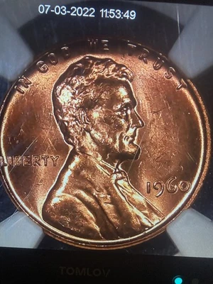 1960 Lincoln Cents  Large Date Coin MS 64 RD. NGC - Image 1 of 3
