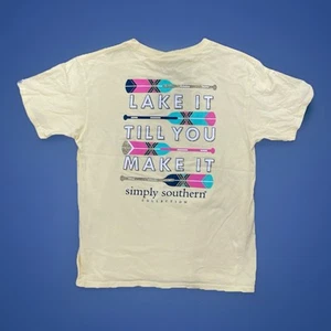 Simply Southern Youth T Shirt Large Lake It Till You Make It Yellow - Picture 1 of 4