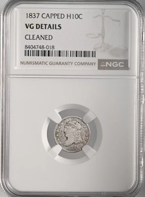 1837  H10C CAPPED BUST HALF DIME NGC VG DETAILS CLEANED #8404748-018 (LARGE 5C) - Image 1 of 4