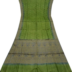 Namaste Vintage Green Sarees 100% Pure Silk Woven Indian Sari 6YD Craft Fabric - Imagen 1 de 6