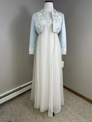 Maxi Vestido de Cóctel Vintage Jack Bryan Dupuis de Gasa con Bolero Talla 8 Nuevo de Lote Antiguo con Etiquetas Foto 1 de 4