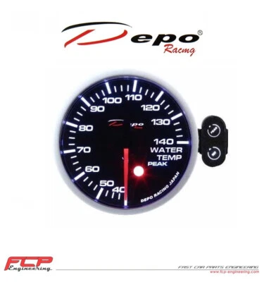 DEPO RACING DIGITAL WATER TEMPERATURE GAUGE WITH WARNING & PEAK PK-WA5237B - Image 1 of 2