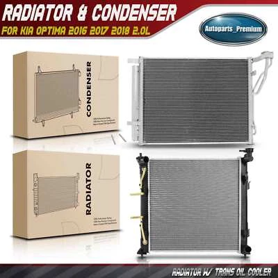 2 piezas radiador con enfriador de aceite y condensador de aire acondicionado para Kia Optima 2016 2017 2018 2,0 L Foto 1 de 4