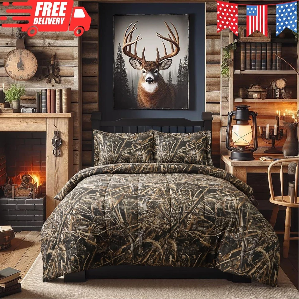 Juego de edredón camuflaje Realtree Max-5, tela de polialgodón premium, doble Foto 1 de 4