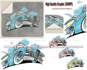 Edsel 1958 Vintage Cabrio Pacer Cartoon Auto Sherpa Fleece Überwurf Decke  - Bild 1 von 8