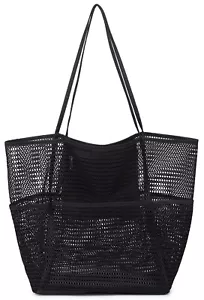Borsa tote da spiaggia in rete extra large NNEE con più tasche - borsa a tracolla da viaggio - Foto 1 di 6