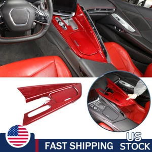 Panel de engranajes de consola central de fibra de carbono real rojo para Corvette C8 20+ EE. UU. - Imagen 1 de 24