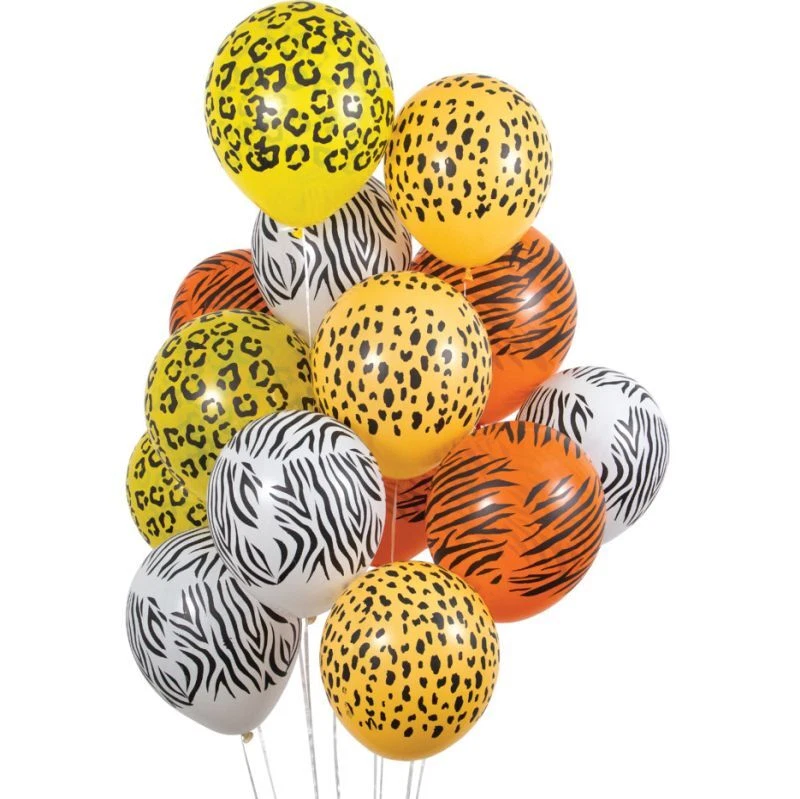 Globos de látex de 12 pulgadas con estampado de animales de la selva para fiesta 15 por paquete decoraciones Foto 1 de 1