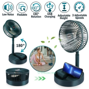 Portable Stand Fan Folding USB Rechargeable Telescopic Table Floor Fan US STOCK - Picture 1 of 24