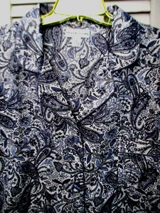 MISS EL AINE XL CLASSIC PJ SET BRUSHED BACK SATIN BLACK/IVORY PAISLEYL NEW - Picture 1 of 13