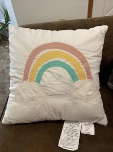 Pom Pom Child's Rainbow Pillow Callie Cotton Jacquard - Picture 1 of 3