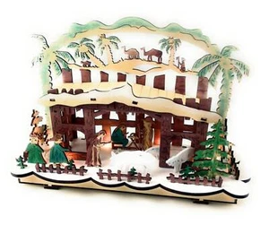 Arcata Natale Presepio Luce LED Colorato Stalla Presepe 30x20x10 CM - Foto 1 di 1