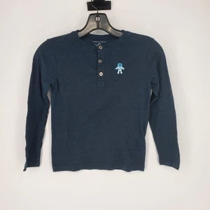 Threads 4 Thought Henley Shirt Kids Youth Size 7 Navy Blue Long Sleeve - Picture 1 of 13