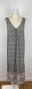KATIES Womens Black White BOHO Geometric Long Maxi Dress Size 10 - Picture 1 of 9