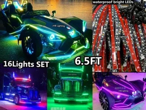 16PCS 6.5FT Remote APP CHASING Flowing Polaris Slingshots IP68 LED Strips Lights - Imagen 1 de 14