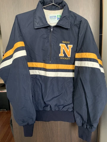 Vintage Navy Midshipmen Hockey Jacket 1/4 Zip Pullover Navy And Gold Men’s Large Cover