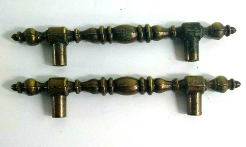Vintage Brass Drawer Pulls Handles Cabinet Knobs 5" Set Of 2 Retro Ornate Cover