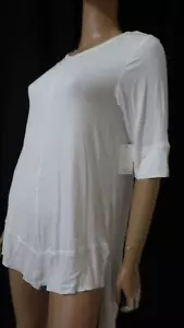 NWT AVA JAMES SZ M BUST 36 CREAMY IVORY SHORT SLEEVE TUNIC TOP - Picture 1 of 6