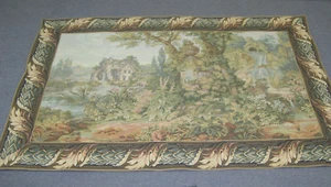 European Woven Jacquard Wall Hanging Tapestry 36" x 58" French Countryside - Picture 1 of 8