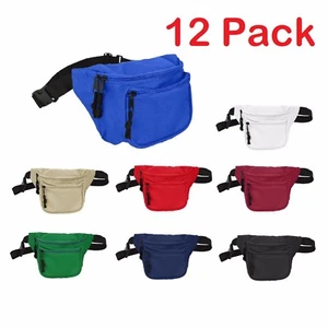 DALIX Waist Bag Fanny Pack with 3 Pockets Travel Waist Pouch Adjustable 12 PACK - Picture 1 of 67
