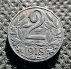 OLD COIN OF AUSTRIA-HUNGARY EMPIRE 2 HELLER 1918 WORLD WAR I EMPEROR KARL I