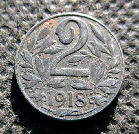 OLD COIN OF AUSTRIA-HUNGARY EMPIRE 2 HELLER 1918 WORLD WAR I EMPEROR KARL I Cover