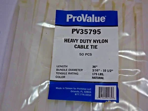 50 36" Kabelbinder Reißverschluss Natur Schwerlast Kanal Riemen 175 Pfund Last 1 50 Stück Beutel - Bild 1 von 5