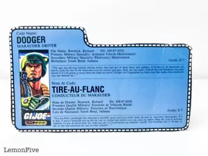 G.I JOE - DODGER - FILE CARD - Original Canadian Version Vintage ARAH Cobra - Picture 1 of 1