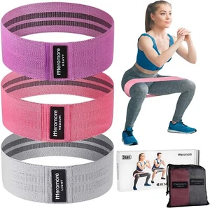 Meromore Antislip Resistance Bands Exercise Sport Loop Fitness Gym Yoga Set of 3 - Picture 1 of 7