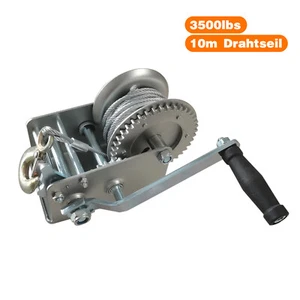 Torno de cable 3500 lb torno manual remolque cabrestante de barco turismo camión + cable de 10 m aprox. 5 mm - Imagen 1 de 7