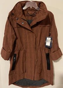 Seven Womens XS Orange Striped Full Zip Tunic Style Hooded Jacket NWT! A2752 - Picture 1 of 7