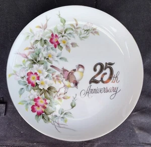 Norcrest Chatillon 25th Anniversary  Plate Floral w Birds Japan Made 10.25" EUC - Picture 1 of 3