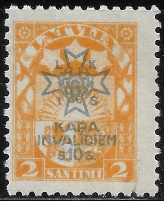 LETONIA 1923 Semi-Postal Embalaje original "Para inválidos de guerra"-Kara invalidiem/10s+2s🔥MvLH OG Foto 1 de 2