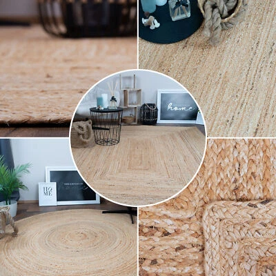 Teppich Wohnzimmer Flachflor Läufer Natur Jute 80x150 120x170 160x230 200x290 - Bild 1 von 2