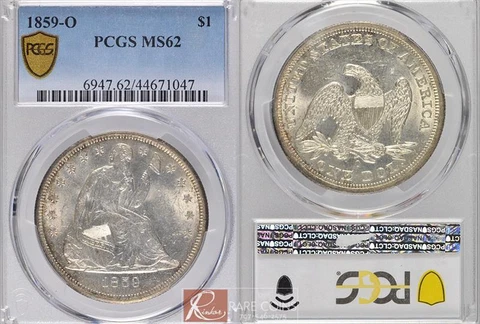 1859-O $1 PCGS MS 62 Cover