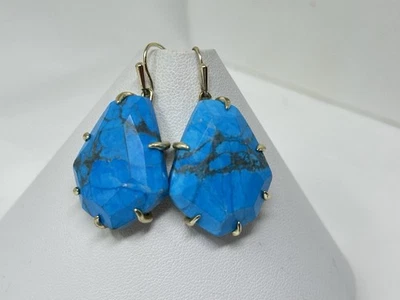 Kendra Scott Rosenell Goldtone Turquoise Blue Howlite Drop Dangle Earrings - Image 1 of 4