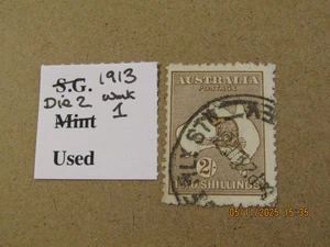 AUSTRALIA KANGAROO SG 12  2/- BROWN DIE 2 WMK.1/SG WMK No 2 USED - Picture 1 of 1