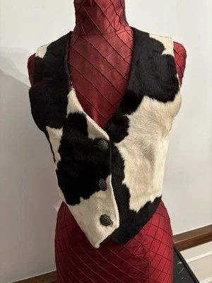 Chaleco Para Teñir Para Mujer Piel de Vaca Genuina Cuero Natural Cabello Real Talla S Foto 1 de 4