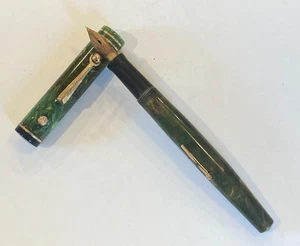 Vtg Wahl "15" Green Fountain Pen w orig EverSharp 14K Nib Unrestored 5 1/4" - Picture 1 of 15