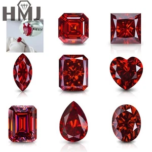 Garnet Red Moissanite Stone 0.5-3ct Moissanite Loose Gemstones for Jewelry Maker - Picture 1 of 28