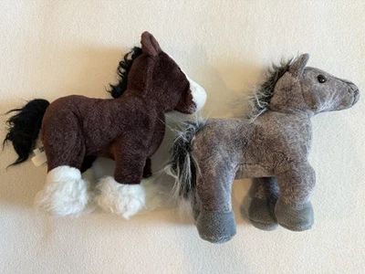 Ganz Webkinz Grey Arabian Horse and Clydesdale Horse set of 2 Plushies - Image 1 of 4