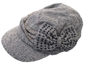 Newsboy With Bow With Jewel Accent Knit Tweed Cap Hertingbone PSFA - Picture 1 of 9