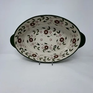 Temp-tations Old World Seasonal Christmas Poinsettia Baking Serving Dish 3 Qt - Picture 1 of 9