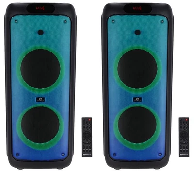 (2) Rockville BASS PARTY 10 Rechargeable LED Bluetooth Speakers w/Wireless Link - Image 1 of 4